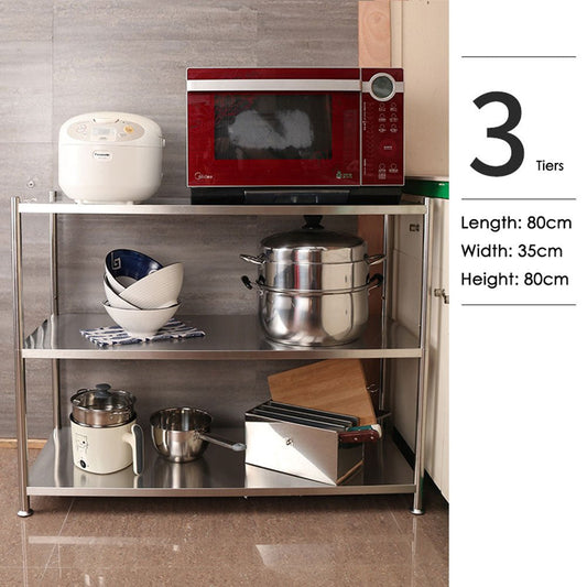 3 Tiers 80cm Height Stainless Steel Kitchen Microwave Oven Storage Rack Multilayer Organizer for Cookware - Cosy Abode