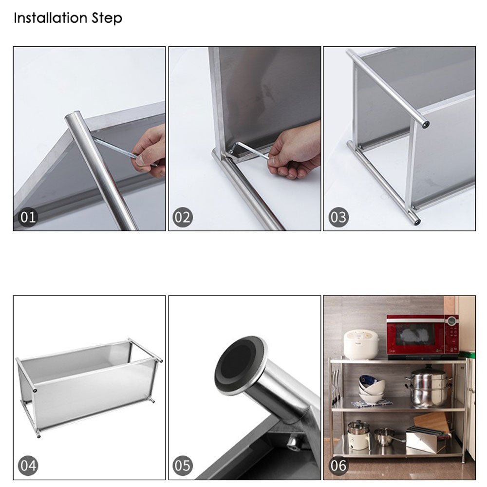 3 Tiers 80cm Height Stainless Steel Kitchen Microwave Oven Storage Rack Multilayer Organizer for Cookware - Cosy Abode