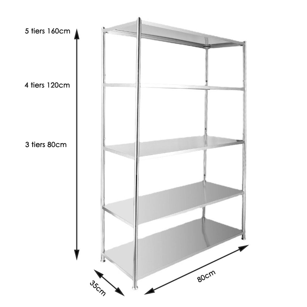 3 Tiers 80cm Height Stainless Steel Kitchen Microwave Oven Storage Rack Multilayer Organizer for Cookware - Cosy Abode
