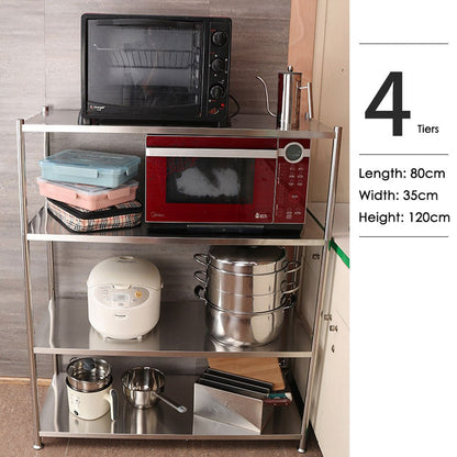 3 Tiers 80cm Height Stainless Steel Kitchen Microwave Oven Storage Rack Multilayer Organizer for Cookware - Cosy Abode