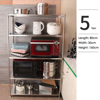 3 Tiers 80cm Height Stainless Steel Kitchen Microwave Oven Storage Rack Multilayer Organizer for Cookware - Cosy Abode