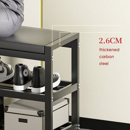 3 Tiers 80cm Width Sturdy Steel Multi-layer Shoe Rack with Bench Entryway Shoe Storage Organizer - Cosy Abode