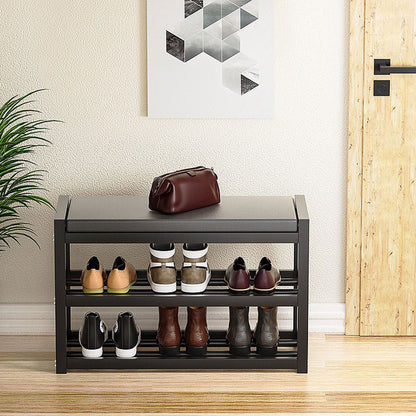 3 Tiers 95cm Width Sturdy Steel Multi-layer Shoe Rack with Bench Entryway Shoe Storage Organizer - Cosy Abode