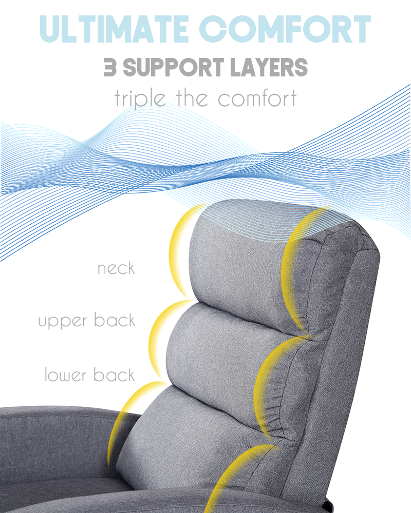 Luxury Fabric Recliner Chair - Grey - Cosy Abode