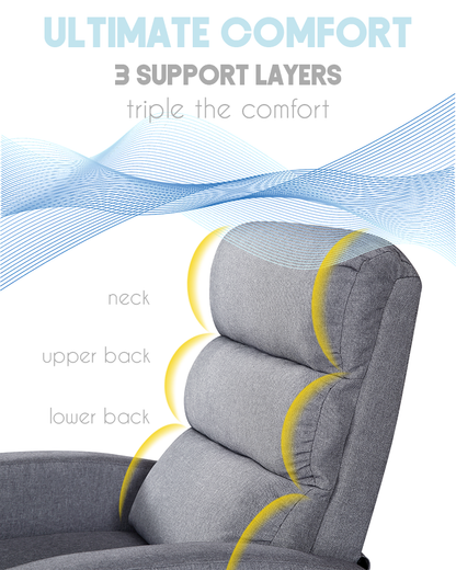 Luxury Fabric Recliner Chair - Grey - Cosy Abode