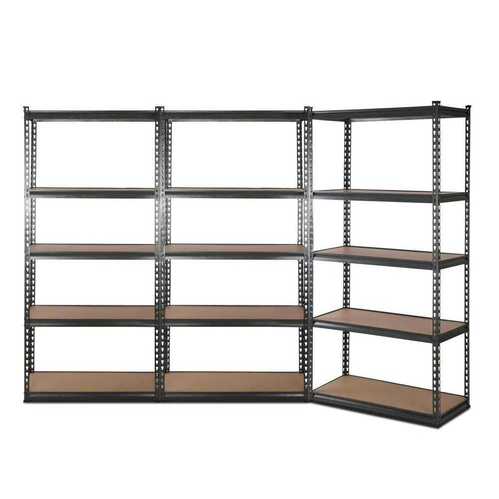 3x1.8M 5-Shelves Steel Warehouse Shelving Racking Garage Storage Rack Grey - Cosy Abode