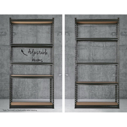 3x1.8M 5-Shelves Steel Warehouse Shelving Racking Garage Storage Rack Grey - Cosy Abode