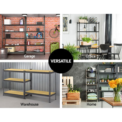 3x1.8M 5-Shelves Steel Warehouse Shelving Racking Garage Storage Rack Grey - Cosy Abode