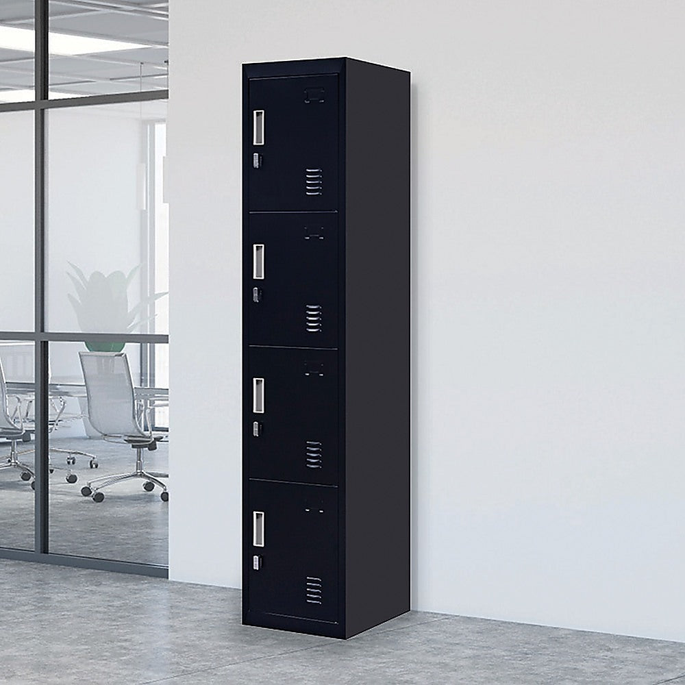 4-Door Vertical Locker for Office - Black - Cosy Abode