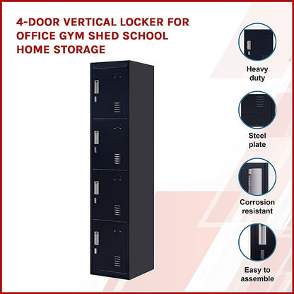 4-Door Vertical Locker for Office - Black - Cosy Abode
