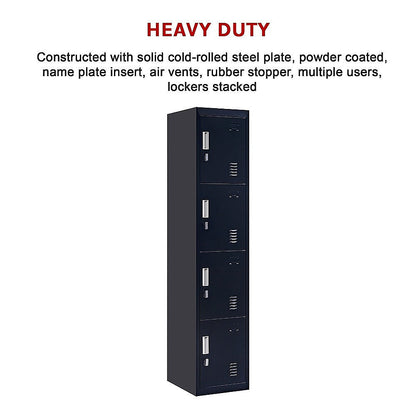 4-Door Vertical Locker for Office - Black - Cosy Abode