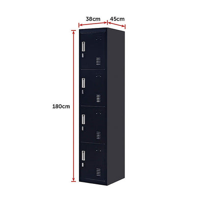 4-Door Vertical Locker for Office - Black - Cosy Abode