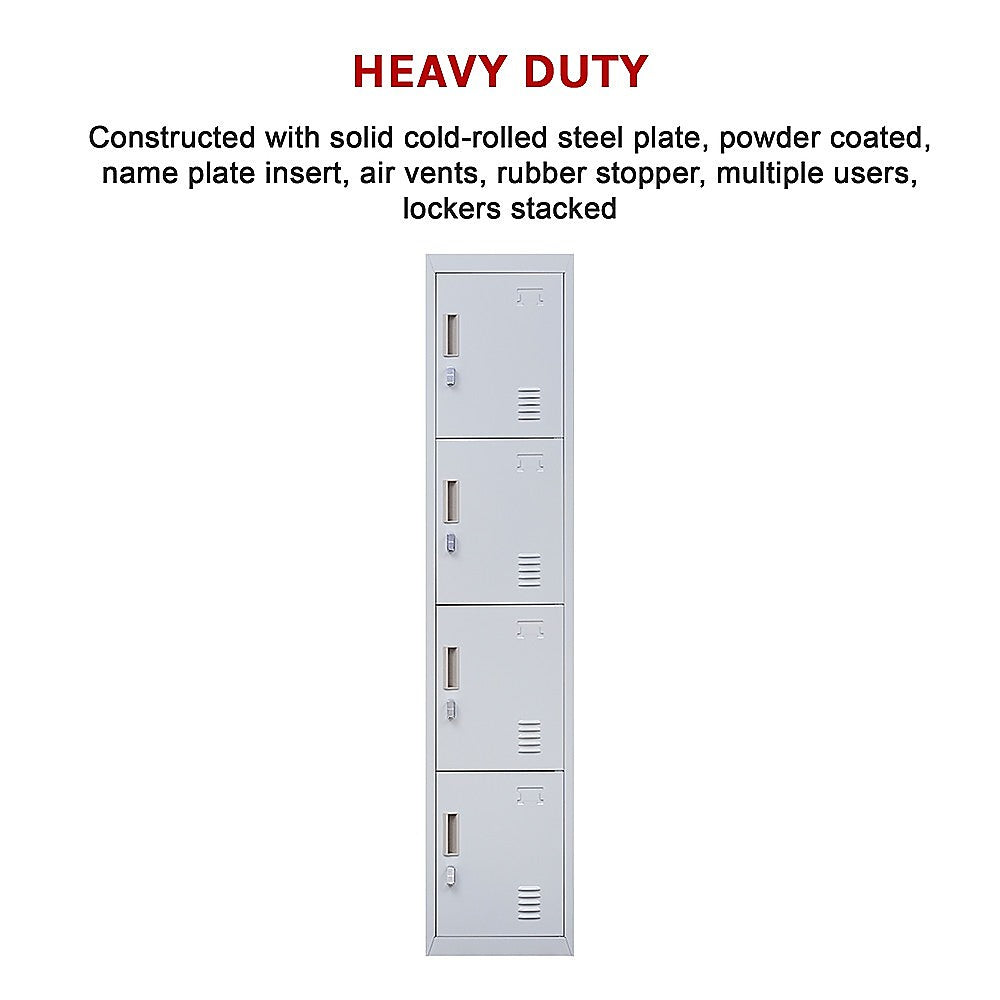 4-Door Vertical Locker for Office - Grey - Cosy Abode