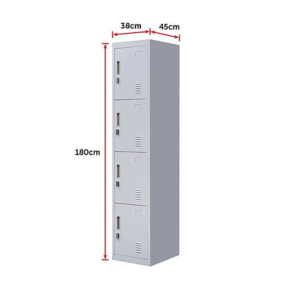 4-Door Vertical Locker for Office - Grey - Cosy Abode