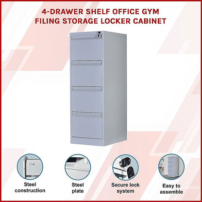 4-Drawer Shelf Office Filing Cabinet - Light Grey - Cosy Abode