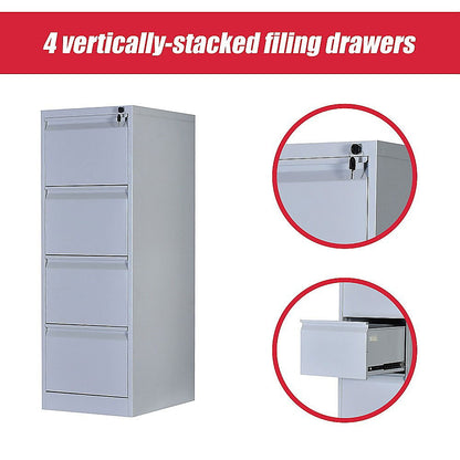 4-Drawer Shelf Office Filing Cabinet - Light Grey - Cosy Abode