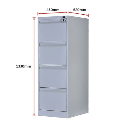 4-Drawer Shelf Office Filing Cabinet - Light Grey - Cosy Abode