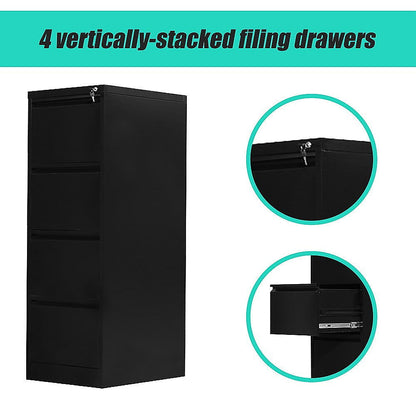 4-Drawer Shelf Office Gym Filing Storage Locker Cabinet - Cosy Abode