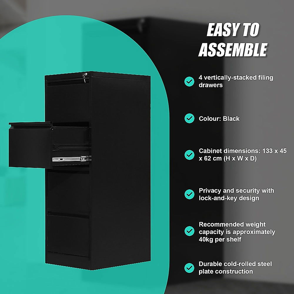 4-Drawer Shelf Office Gym Filing Storage Locker Cabinet - Cosy Abode