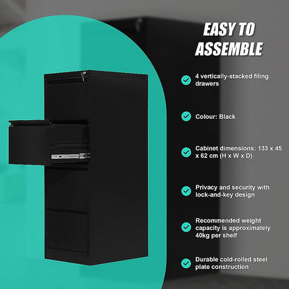 4-Drawer Shelf Office Gym Filing Storage Locker Cabinet - Cosy Abode