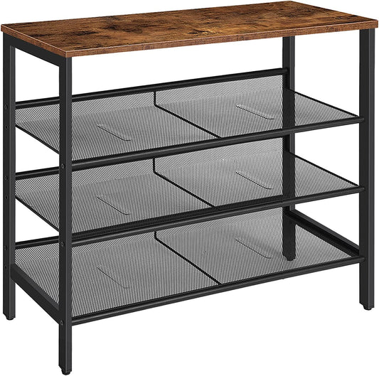 4-Tier Shoe Rack, Industrial Shoe Organizer Storage Bench - Cosy Abode