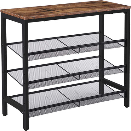 4-Tier Shoe Rack, Industrial Shoe Organizer Storage Bench - Cosy Abode