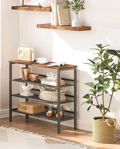4-Tier Shoe Rack, Industrial Shoe Organizer Storage Bench - Cosy Abode