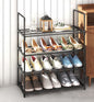 4-Tier Stainless Steel Shoe Rack Storage Organizer to Hold up to 15 Pairs of Shoes (55cm, Black) - Cosy Abode