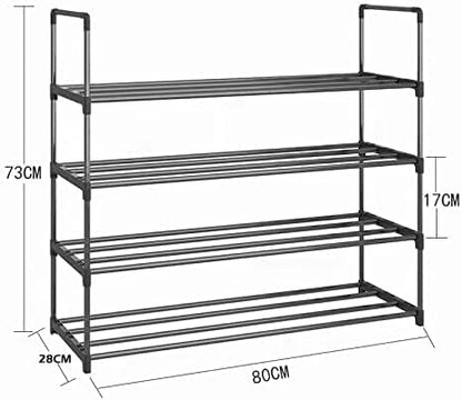 4-Tier Stainless Steel Shoe Rack Storage Organizer to Hold up to 20 Pairs of Shoes (80cm, Black) - Cosy Abode