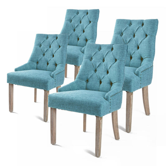 4X French Provincial Dining Chair Oak Leg AMOUR BLUE - Cosy Abode