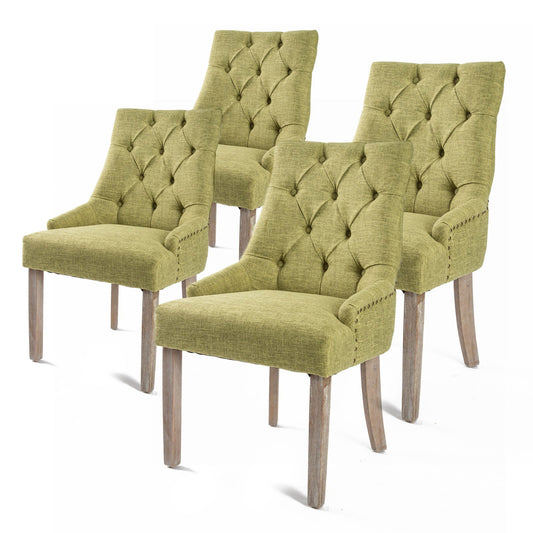 4X French Provincial Dining Chair Oak Leg AMOUR GREEN - Cosy Abode