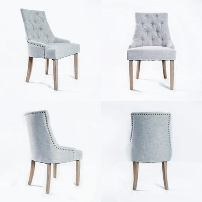 4X French Provincial Dining Chair Oak Leg AMOUR GREY - Cosy Abode