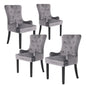 4X French Provincial Dining Chair Ring Studded Velvet Rubberwood Leg LISSE GREY - Cosy Abode