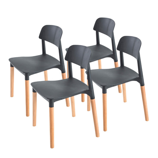 4X Retro Belloch Stackable Dining Cafe Chair BLACK - Cosy Abode