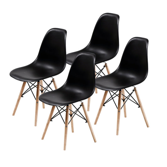 4X Retro Dining Cafe Chair DSW BLACK - Cosy Abode