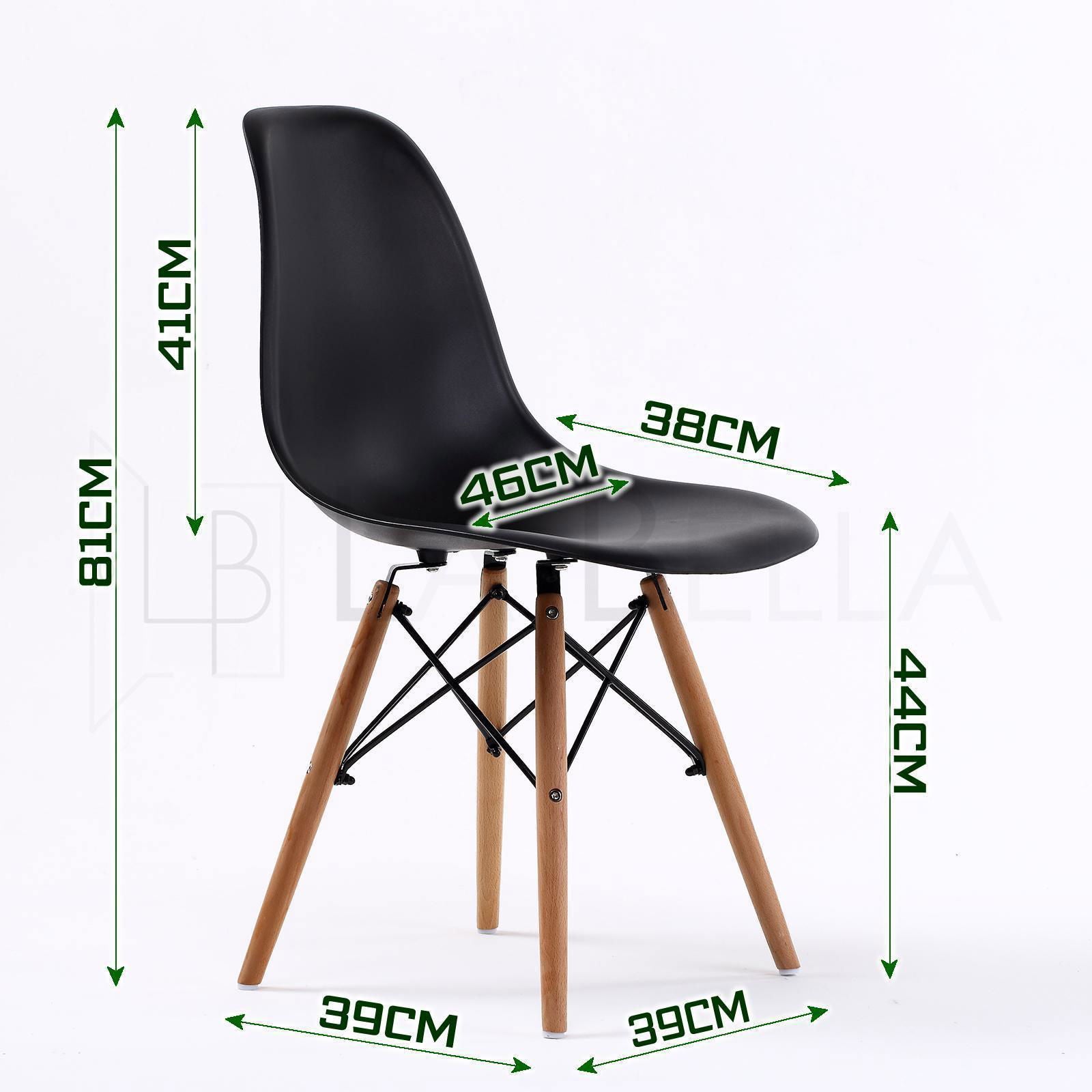 4X Retro Dining Cafe Chair DSW BLACK - Cosy Abode