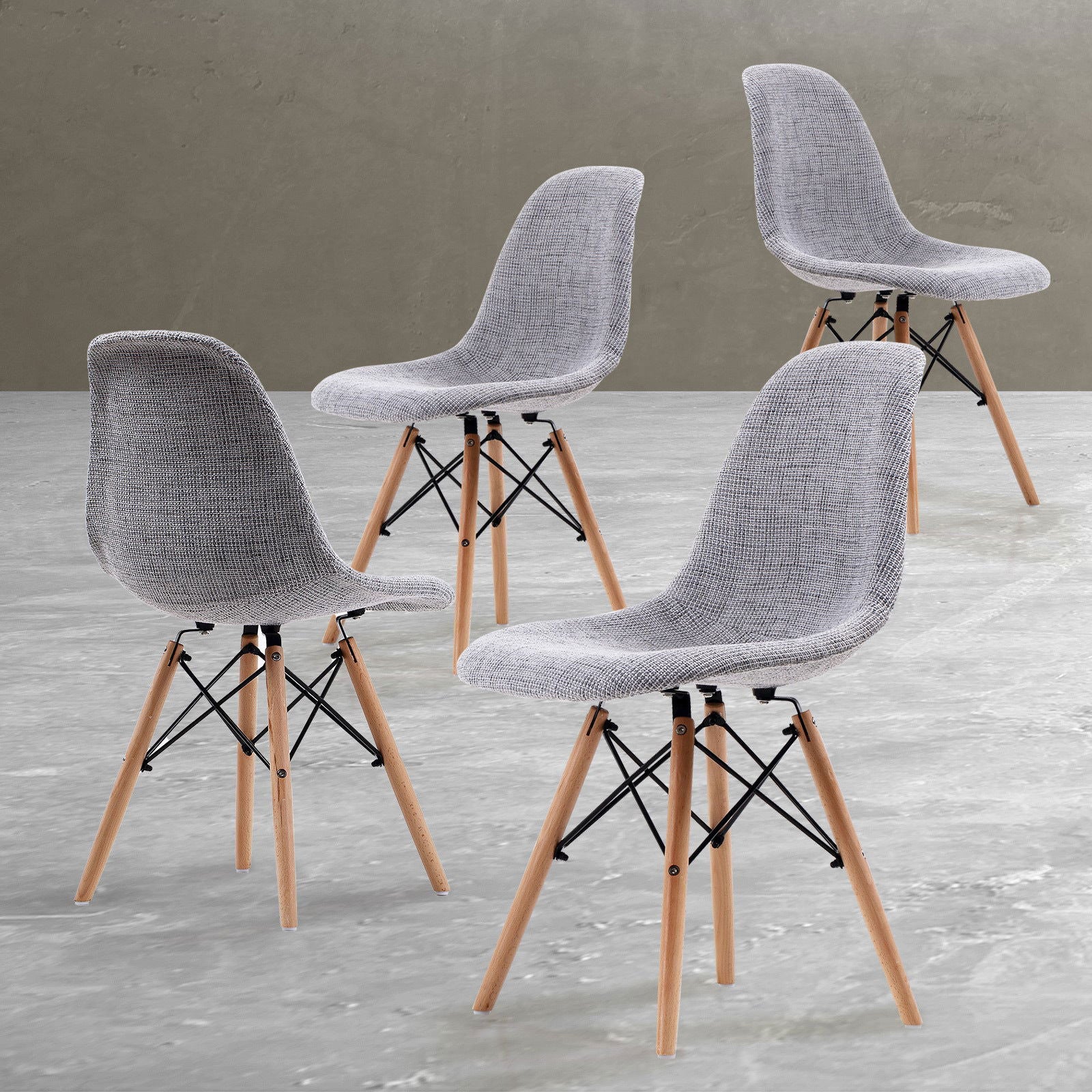4X Retro Dining Cafe Chair DSW GREY - Cosy Abode