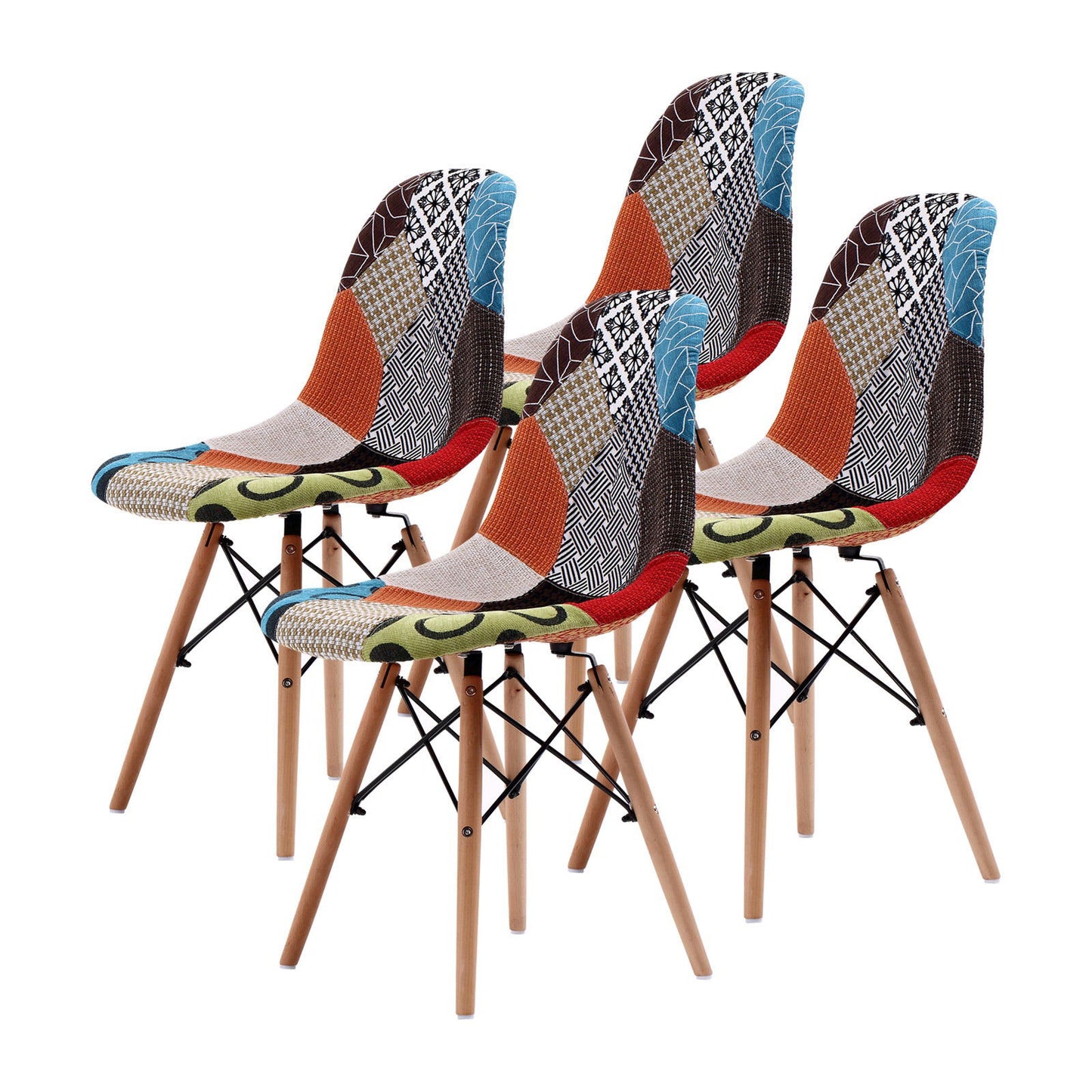 4X Retro Dining Cafe Chair DSW MULTI COLOUR - Cosy Abode