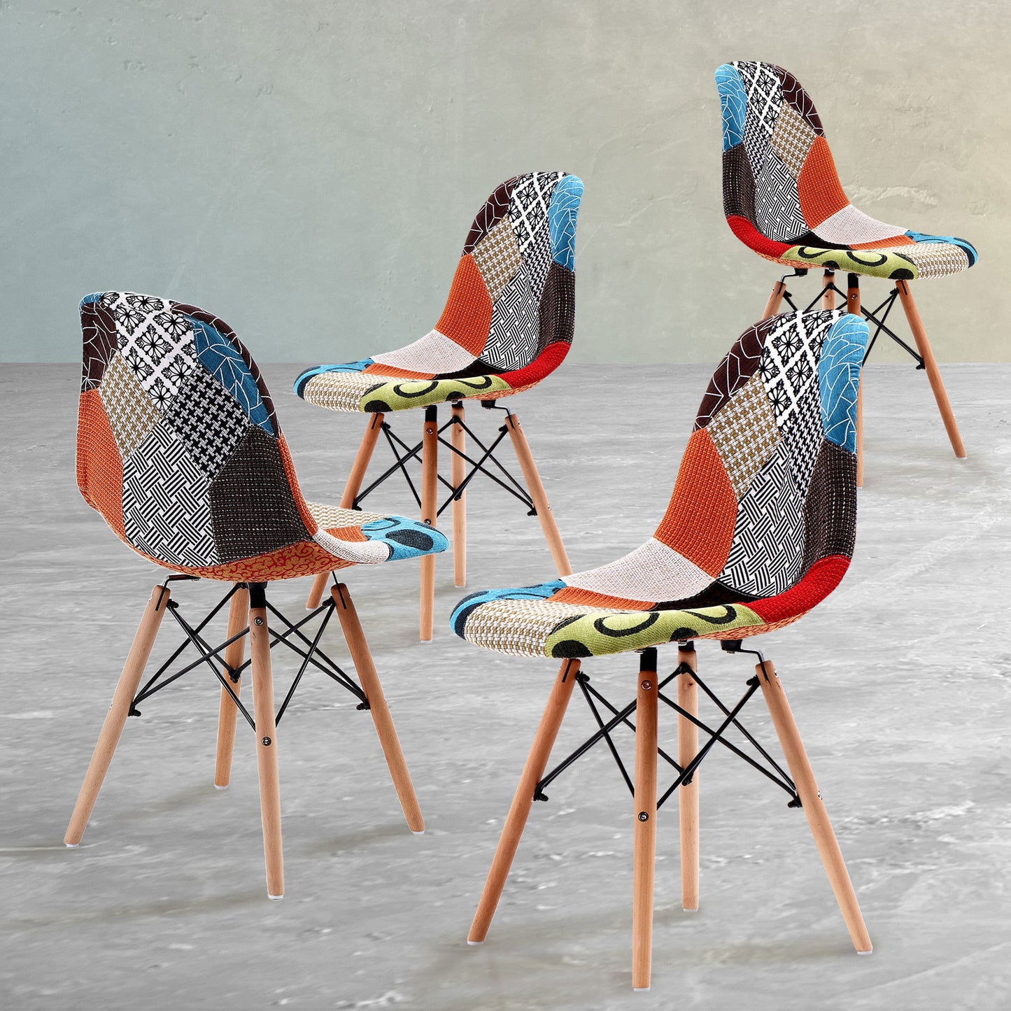 4X Retro Dining Cafe Chair DSW MULTI COLOUR - Cosy Abode