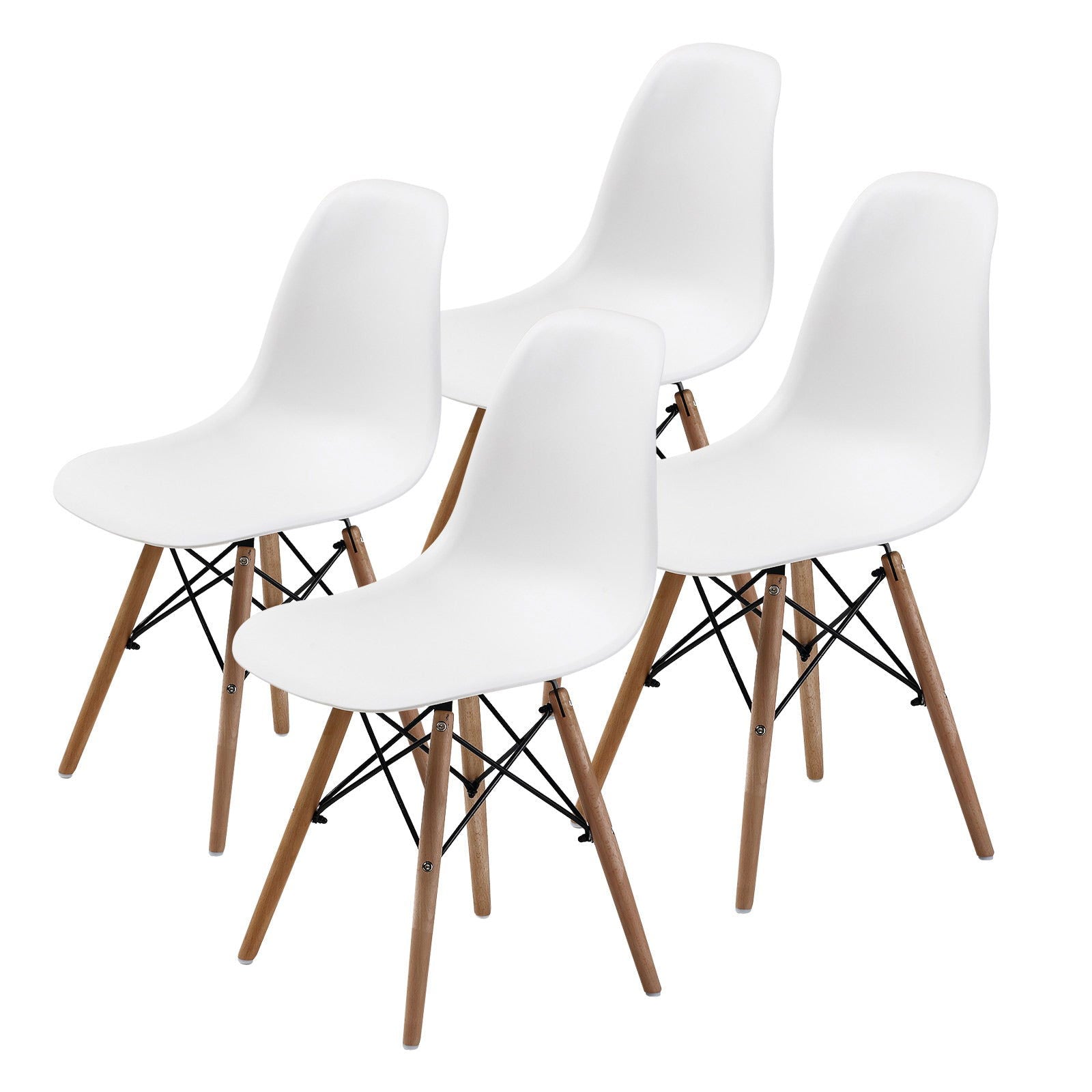 4X Retro Dining Cafe Chair DSW WHITE - Cosy Abode
