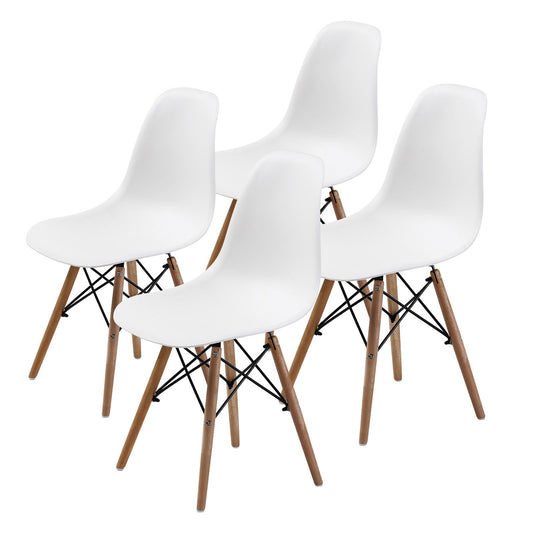 4X Retro Dining Cafe Chair DSW WHITE - Cosy Abode