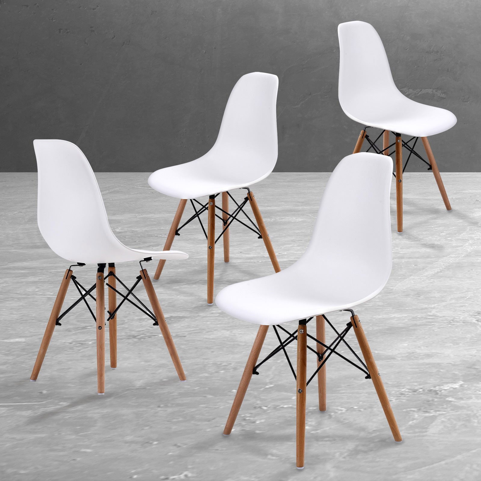 4X Retro Dining Cafe Chair DSW WHITE - Cosy Abode