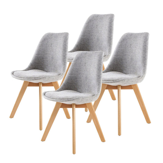 4X Retro Dining Cafe Chair Padded Seat GREY - Cosy Abode