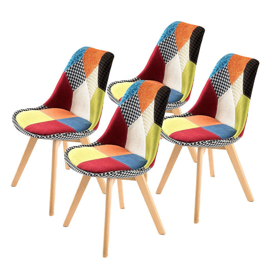 4X Retro Dining Cafe Chair Padded Seat MULTI COLOUR - Cosy Abode