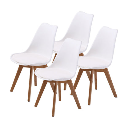 4X Retro Dining Cafe Chair Padded Seat WHITE - Cosy Abode