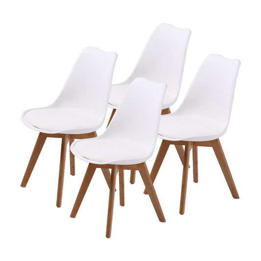 4X Retro Dining Cafe Chair Padded Seat WHITE - Cosy Abode