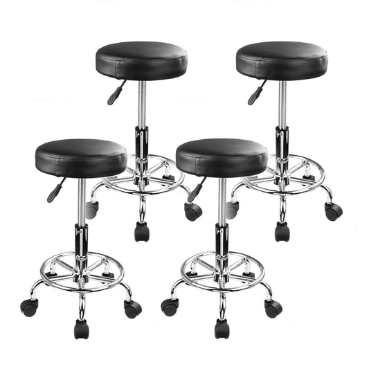 4X Swivel Salon Barber Stool Chair Round Type BLACK - Cosy Abode