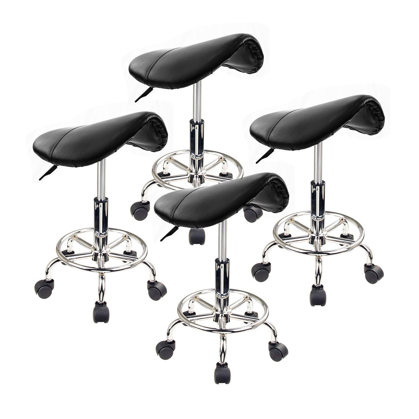 4X Swivel Salon Barber Stool Chair Saddle Type BLACK - Cosy Abode