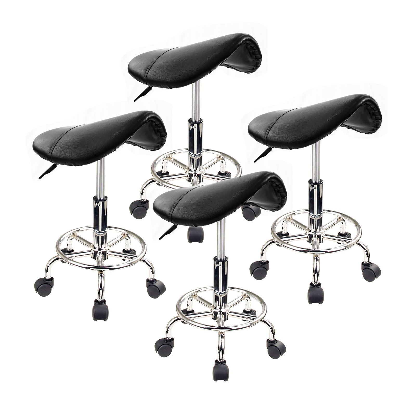 4X Swivel Salon Barber Stool Chair Saddle Type BLACK - Cosy Abode