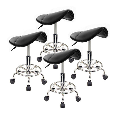 4X Swivel Salon Barber Stool Chair Saddle Type BLACK - Cosy Abode